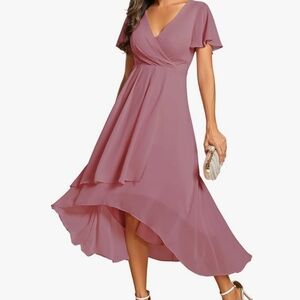 Ever-Pretty Women's  Orchid V Neck Ruffle Sleeves Formal Dresses NWT Size 14.